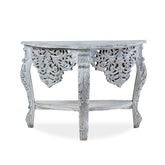French Arched Hand Carved Indian Solid Wood Console Table 17